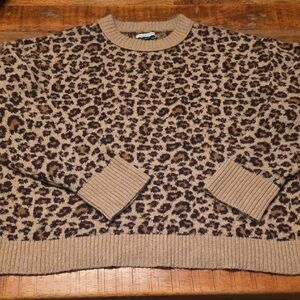 American Eagle Outfitters Leopard Print Brown Sweater